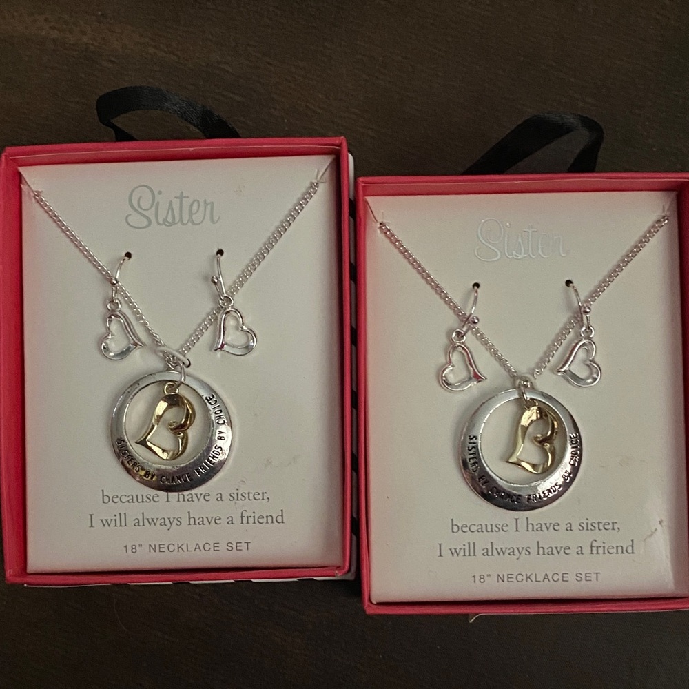 Matching Set’s Macy's Silver and Gold Sister Necklace & earrings Sets